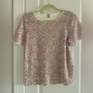 J Crew Rainbow Confetti Sequin Top SZ S Cotton Short Sleeve Super Cute